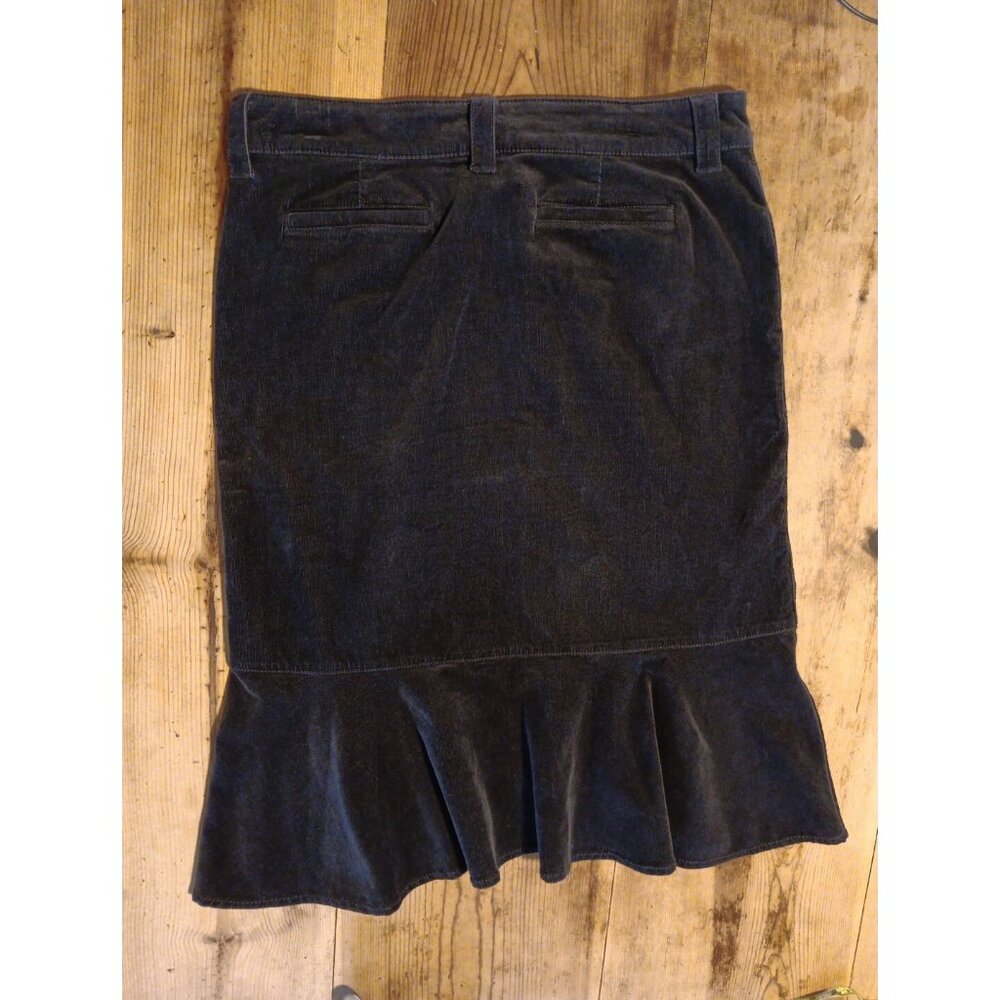 Vtg Riders Copper Skirt Junior 11 M Black Corduroy Hi Lo Flounce Modest Western - Picture 5 of 7